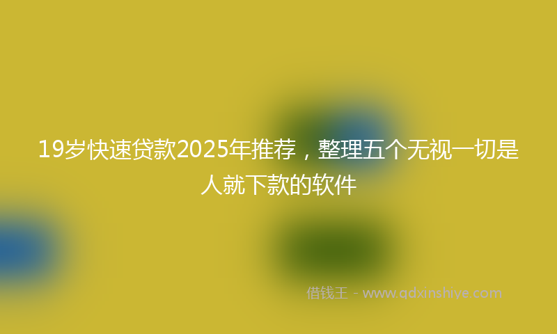19岁快速贷款2025年推荐，整理五个无视一切是人就下款的软件