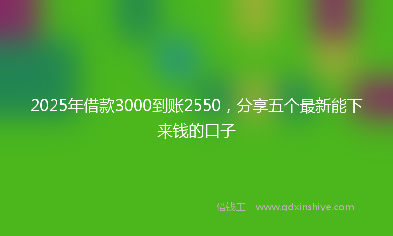 2025年借款3000到账2550，分享五个最新能下来钱的口子