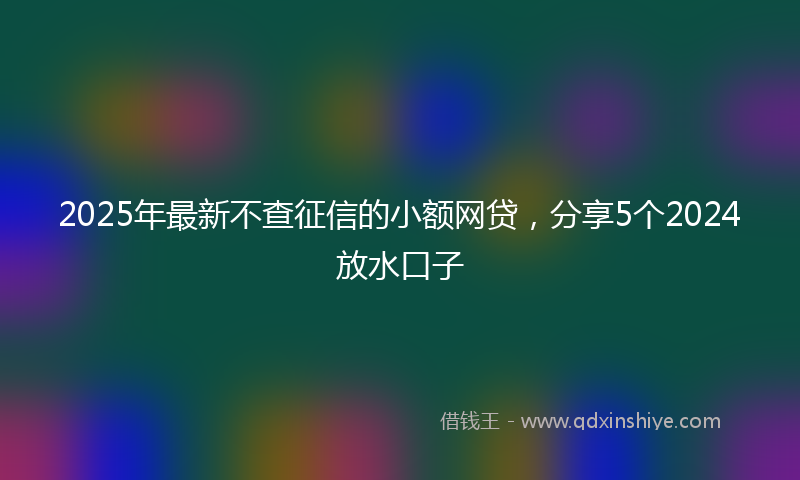 2025年最新不查征信的小额网贷，分享5个2024放水口子