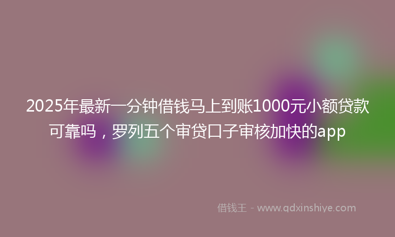 2025年最新一分钟借钱马上到账1000元小额贷款可靠吗，罗列五个审贷口子审核加快的app