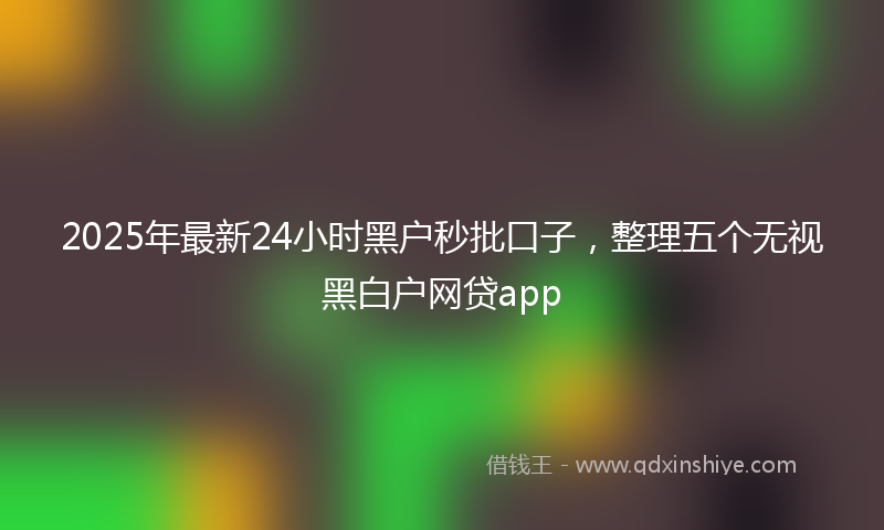 2025年最新24小时黑户秒批口子，整理五个无视黑白户网贷app