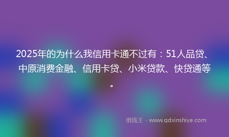 2025年的为什么我信用卡通不过有：51人品贷、中原消费金融、信用卡贷、小米贷款、快贷通等。