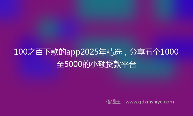 100之百下款的app2025年精选，分享五个1000至5000的小额贷款平台