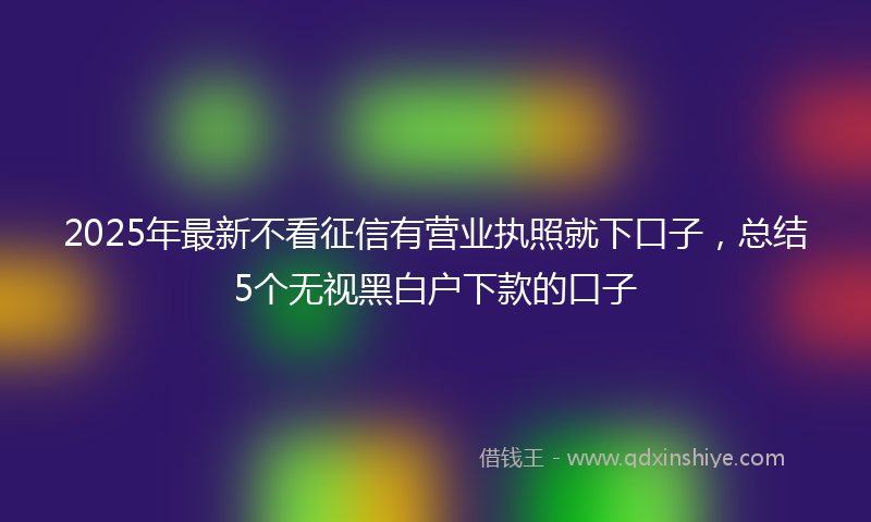 2025年最新不看征信有营业执照就下口子，总结5个无视黑白户下款的口子
