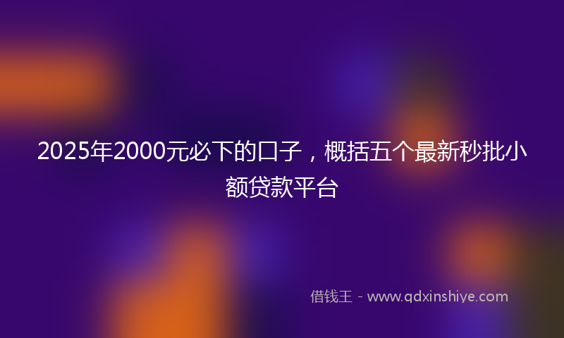 2025年2000元必下的口子，概括五个最新秒批小额贷款平台