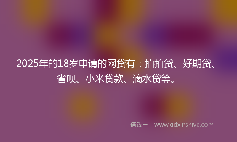 2025年的18岁申请的网贷有：拍拍贷、好期贷、省呗、小米贷款、滴水贷等。