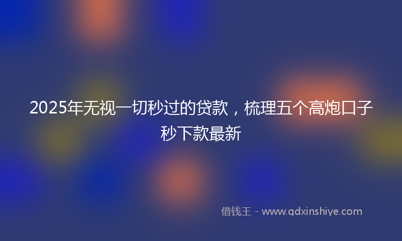 2025年无视一切秒过的贷款，梳理五个高炮口子秒下款最新