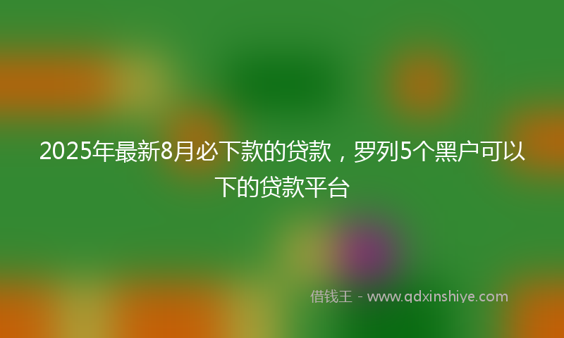 2025年最新8月必下款的贷款，罗列5个黑户可以下的贷款平台