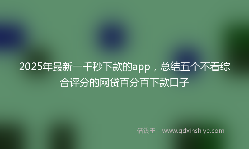 2025年最新一千秒下款的app，总结五个不看综合评分的网贷百分百下款口子