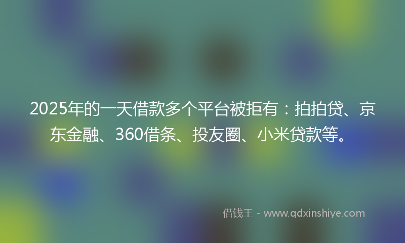2025年的一天借款多个平台被拒有：拍拍贷、京东金融、360借条、投友圈、小米贷款等。