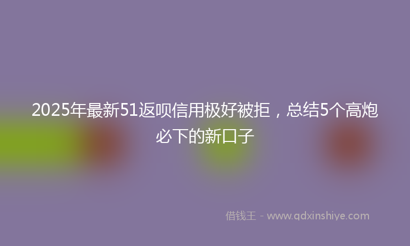 2025年最新51返呗信用极好被拒，总结5个高炮必下的新口子