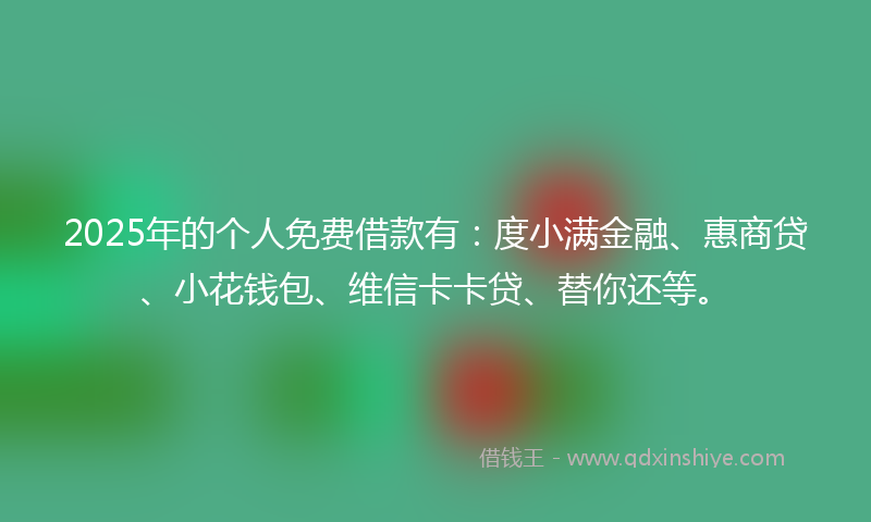 2025年的个人免费借款有：度小满金融、惠商贷、小花钱包、维信卡卡贷、替你还等。