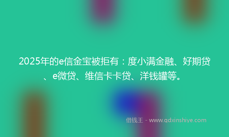 2025年的e信金宝被拒有：度小满金融、好期贷、e微贷、维信卡卡贷、洋钱罐等。