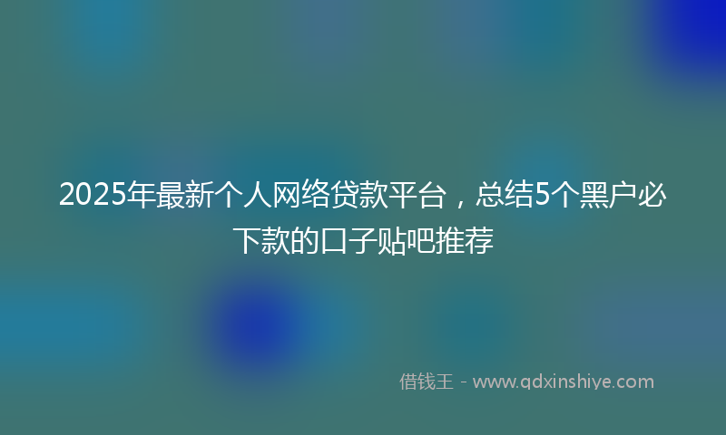 2025年最新个人网络贷款平台，总结5个黑户必下款的口子贴吧推荐