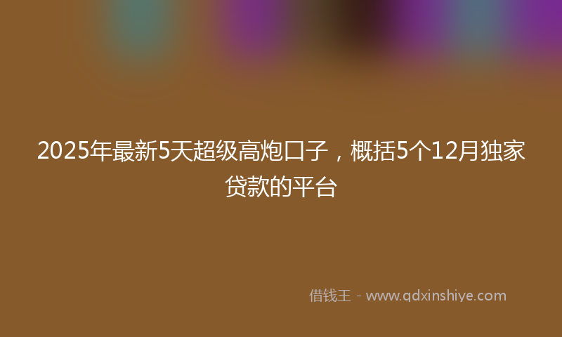2025年最新5天超级高炮口子，概括5个12月独家贷款的平台