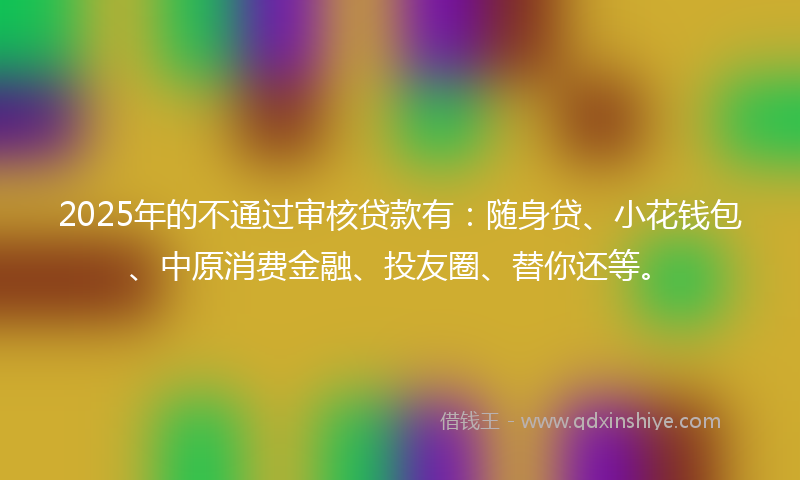 2025年的不通过审核贷款有：随身贷、小花钱包、中原消费金融、投友圈、替你还等。