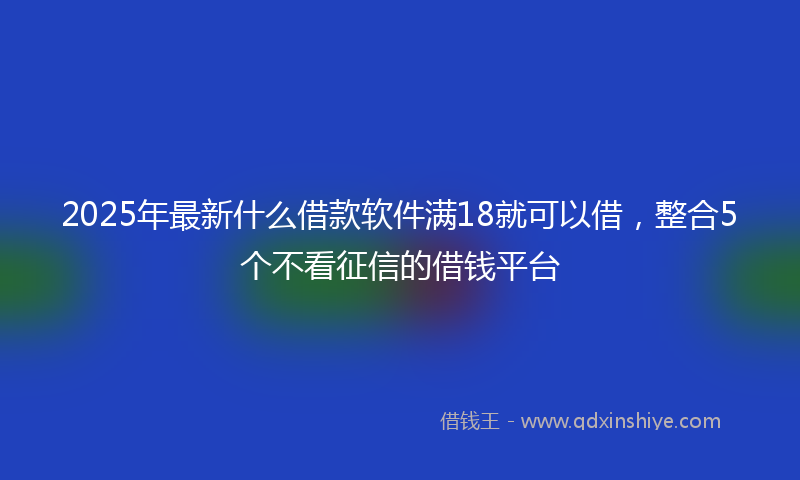 2025年最新什么借款软件满18就可以借，整合5个不看征信的借钱平台