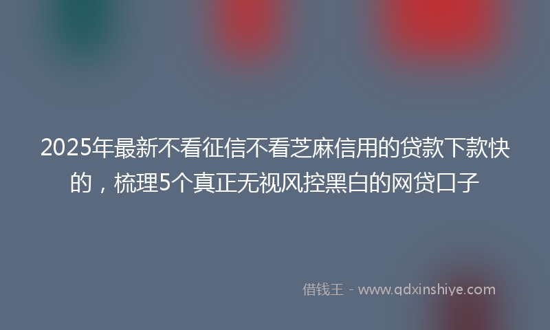 2025年最新不看征信不看芝麻信用的贷款下款快的，梳理5个真正无视风控黑白的网贷口子