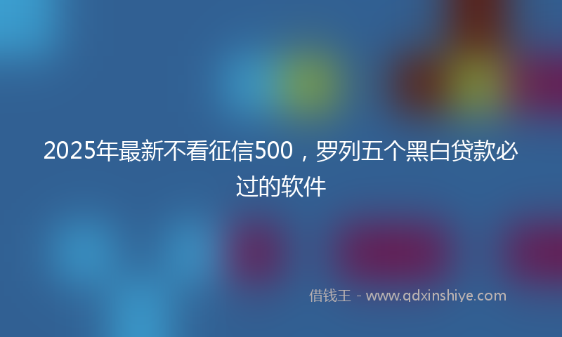 2025年最新不看征信500，罗列五个黑白贷款必过的软件