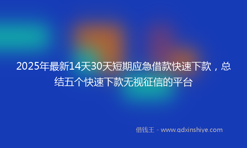 2025年最新14天30天短期应急借款快速下款，总结五个快速下款无视征信的平台