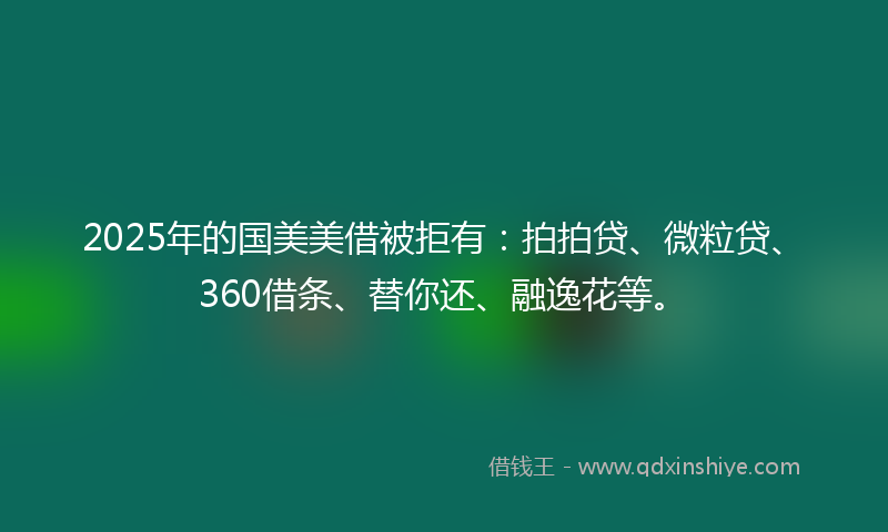 2025年的国美美借被拒有：拍拍贷、微粒贷、360借条、替你还、融逸花等。