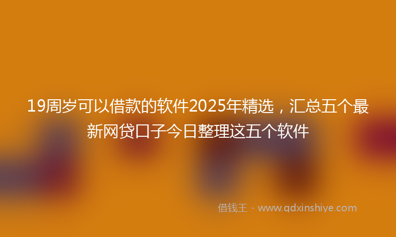 19周岁可以借款的软件2025年精选，汇总五个最新网贷口子今日整理这五个软件