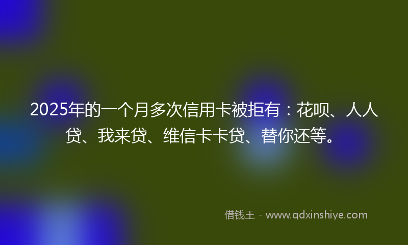 2025年的一个月多次信用卡被拒有：花呗、人人贷、我来贷、维信卡卡贷、替你还等。