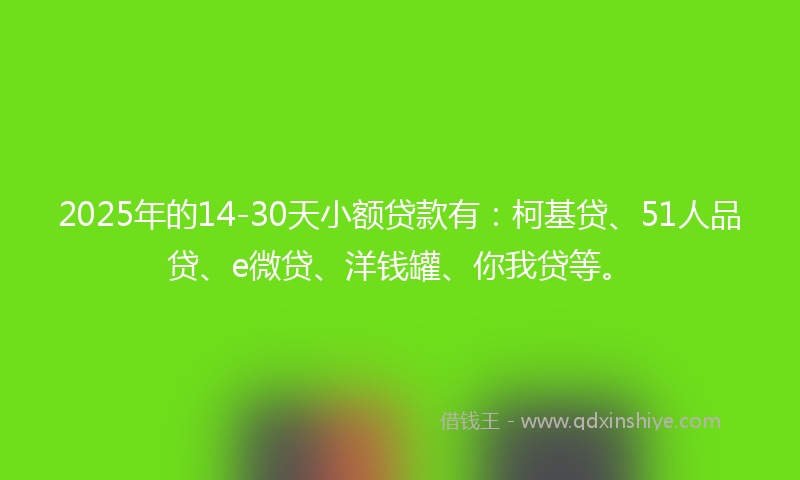 2025年的14-30天小额贷款有：柯基贷、51人品贷、e微贷、洋钱罐、你我贷等。