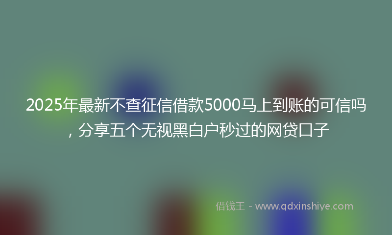2025年最新不查征信借款5000马上到账的可信吗，分享五个无视黑白户秒过的网贷口子