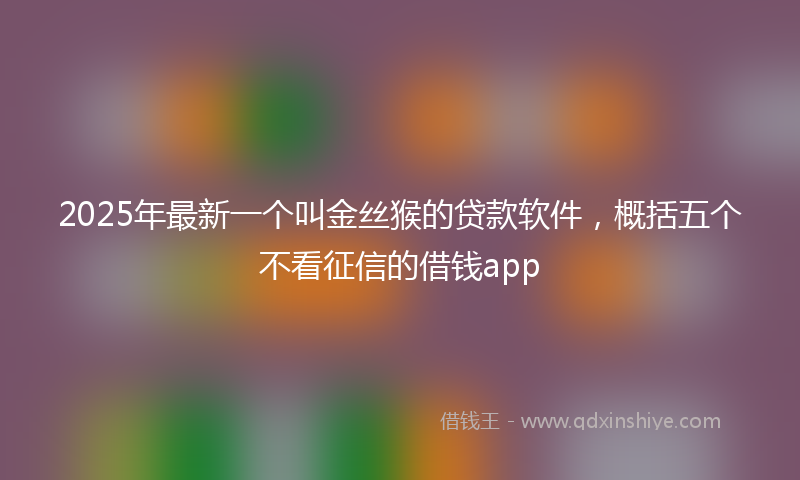2025年最新一个叫金丝猴的贷款软件，概括五个不看征信的借钱app