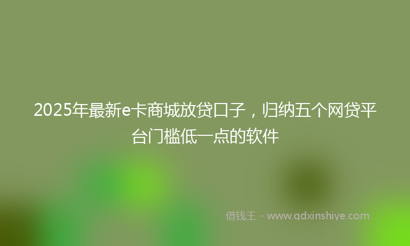 2025年最新e卡商城放贷口子，归纳五个网贷平台门槛低一点的软件