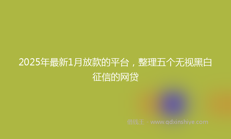 2025年最新1月放款的平台，整理五个无视黑白征信的网贷