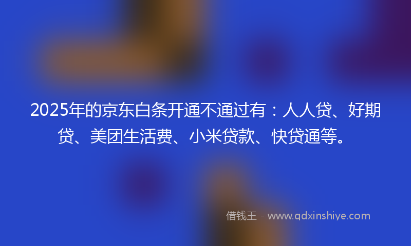2025年的京东白条开通不通过有：人人贷、好期贷、美团生活费、小米贷款、快贷通等。