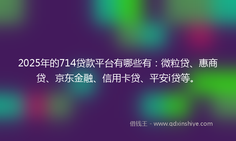 2025年的714贷款平台有哪些有：微粒贷、惠商贷、京东金融、信用卡贷、平安i贷等。