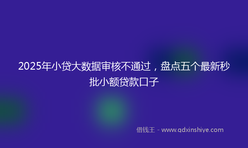 2025年小贷大数据审核不通过，盘点五个最新秒批小额贷款口子
