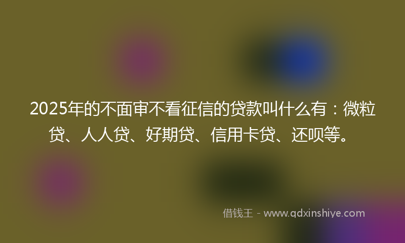 2025年的不面审不看征信的贷款叫什么有：微粒贷、人人贷、好期贷、信用卡贷、还呗等。