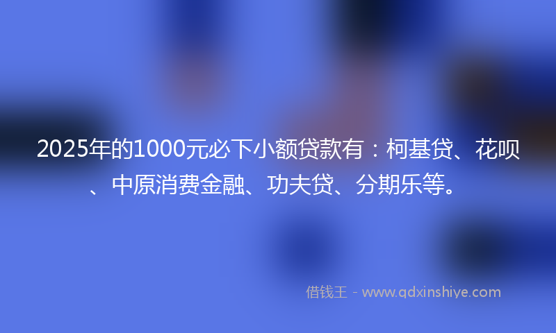 2025年的1000元必下小额贷款有：柯基贷、花呗、中原消费金融、功夫贷、分期乐等。
