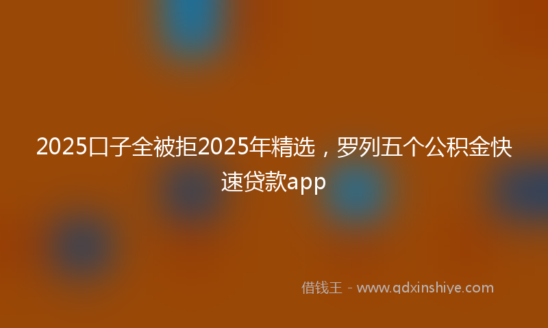2025口子全被拒2025年精选，罗列五个公积金快速贷款app