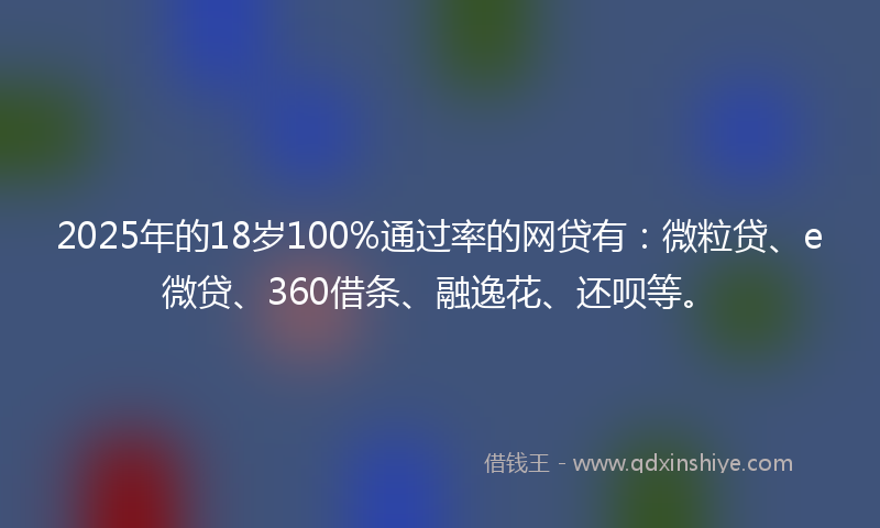 2025年的18岁100%通过率的网贷有：微粒贷、e微贷、360借条、融逸花、还呗等。