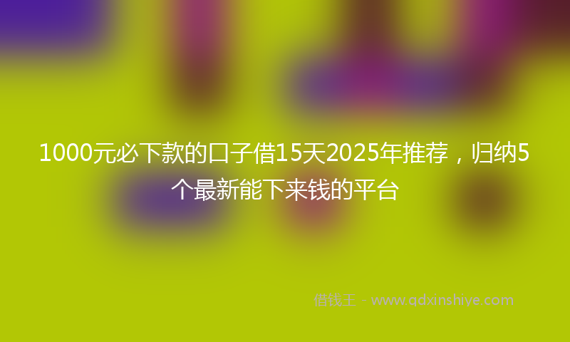 1000元必下款的口子借15天2025年推荐，归纳5个最新能下来钱的平台