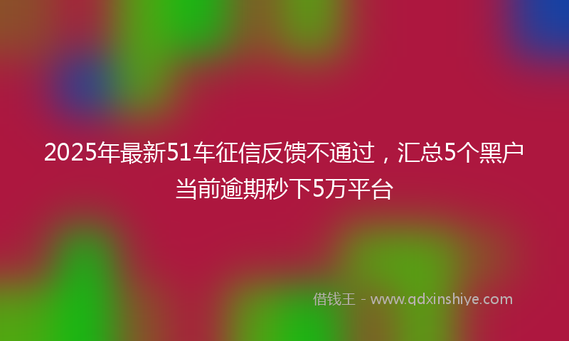 2025年最新51车征信反馈不通过，汇总5个黑户当前逾期秒下5万平台