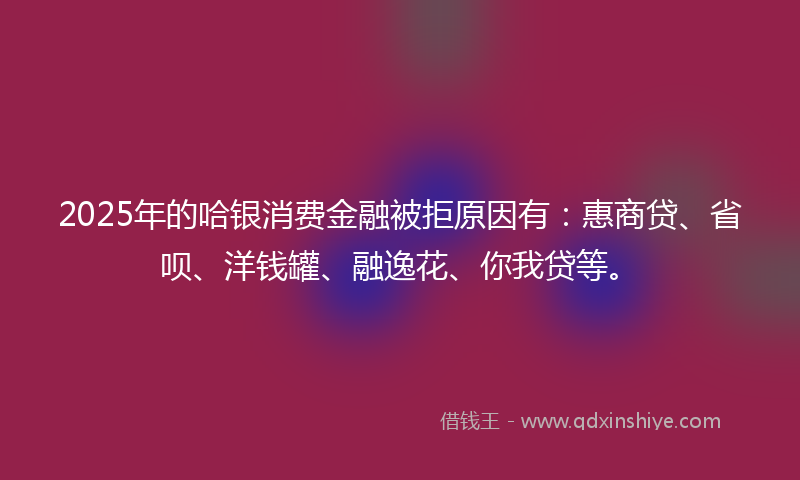 2025年的哈银消费金融被拒原因有：惠商贷、省呗、洋钱罐、融逸花、你我贷等。
