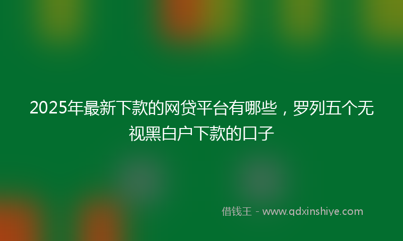 2025年最新下款的网贷平台有哪些，罗列五个无视黑白户下款的口子