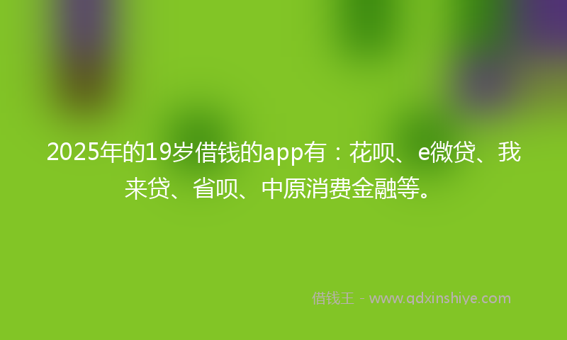 2025年的19岁借钱的app有：花呗、e微贷、我来贷、省呗、中原消费金融等。