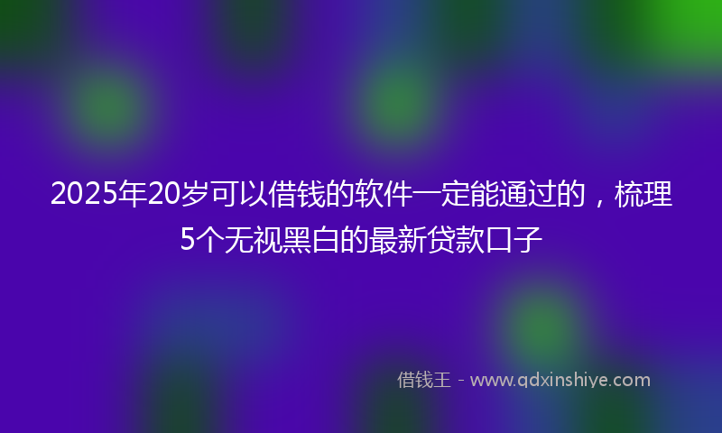 2025年20岁可以借钱的软件一定能通过的，梳理5个无视黑白的最新贷款口子