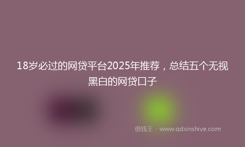 18岁必过的网贷平台2025年推荐，总结五个无视黑白的网贷口子