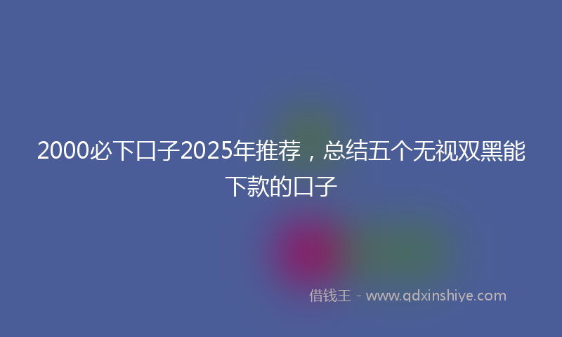 2000必下口子2025年推荐，总结五个无视双黑能下款的口子