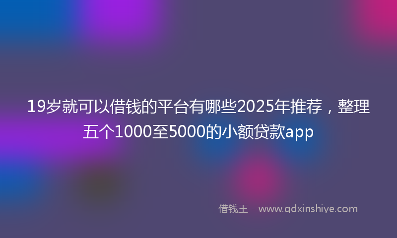 19岁就可以借钱的平台有哪些2025年推荐，整理五个1000至5000的小额贷款app