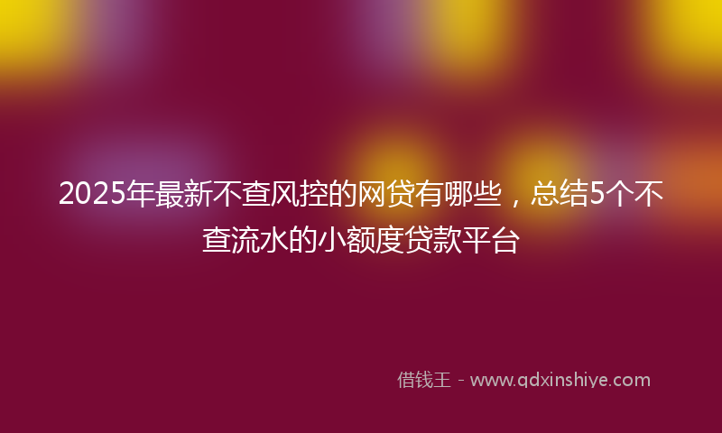 2025年最新不查风控的网贷有哪些，总结5个不查流水的小额度贷款平台