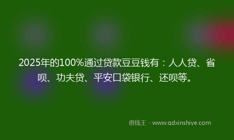 2025年的100%通过贷款豆豆钱有：人人贷、省呗、功夫贷、平安口袋银行、还呗等。